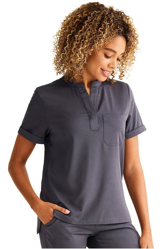 Healing Hands HH Works Macy Women's Mandarin Collar Tuck In Scrub Top