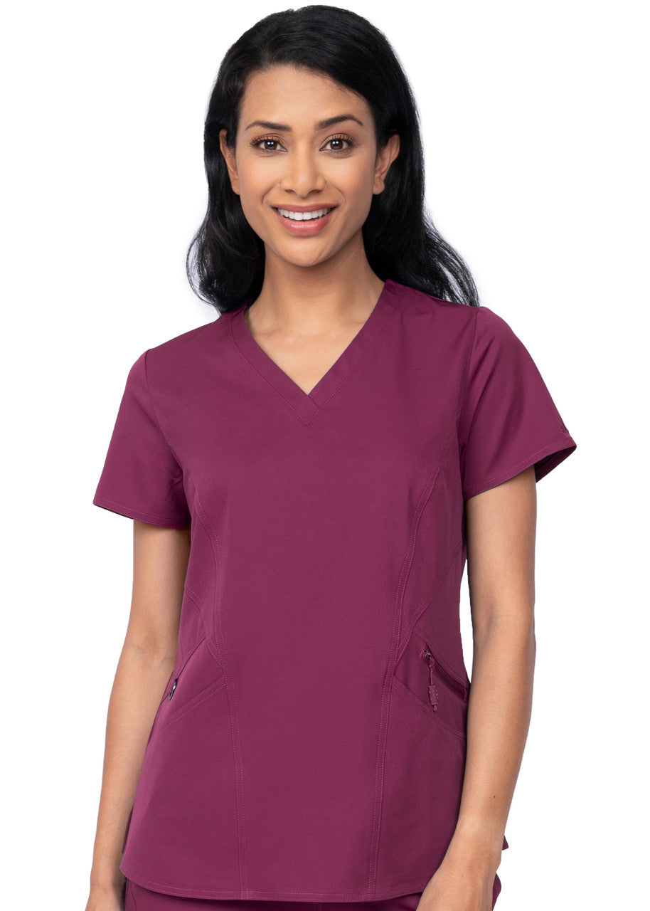 Zavate Ava Therese Women's 3-Pocket Back Rib-Knit V-Neck Scrub Top