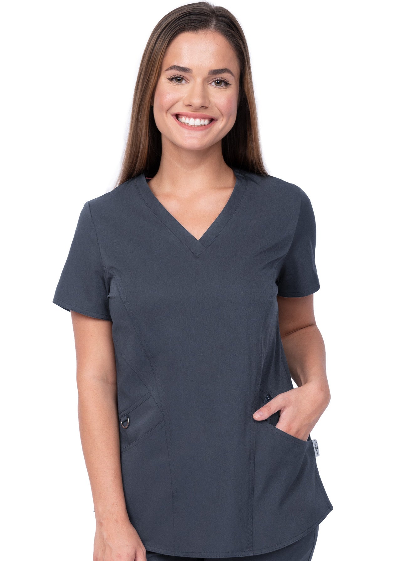 Zavate Ava Therese Women's 3-Pocket Back Rib-Knit V-Neck Scrub Top