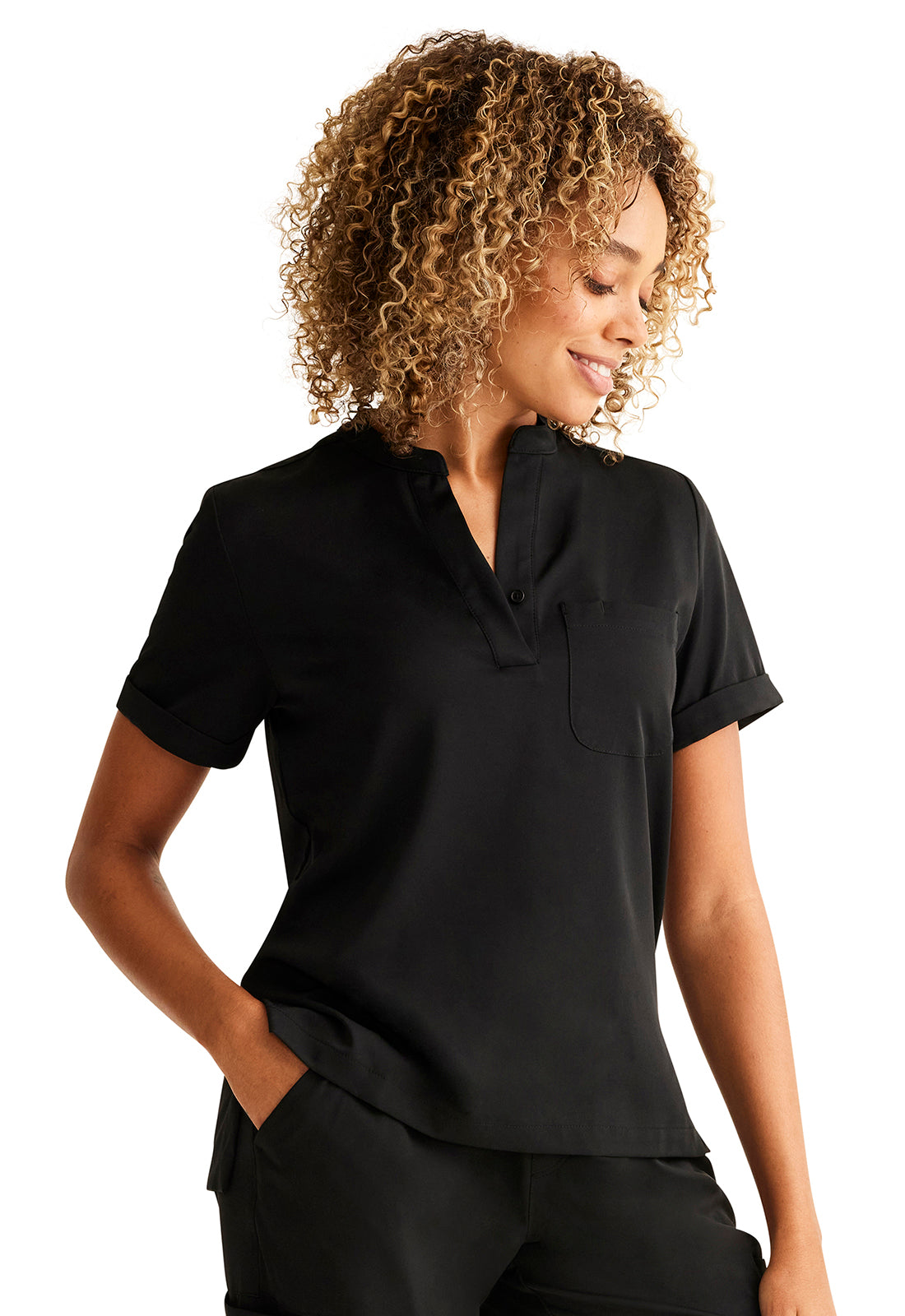 Healing Hands HH Works Macy Women's Mandarin Collar Tuck In Scrub Top