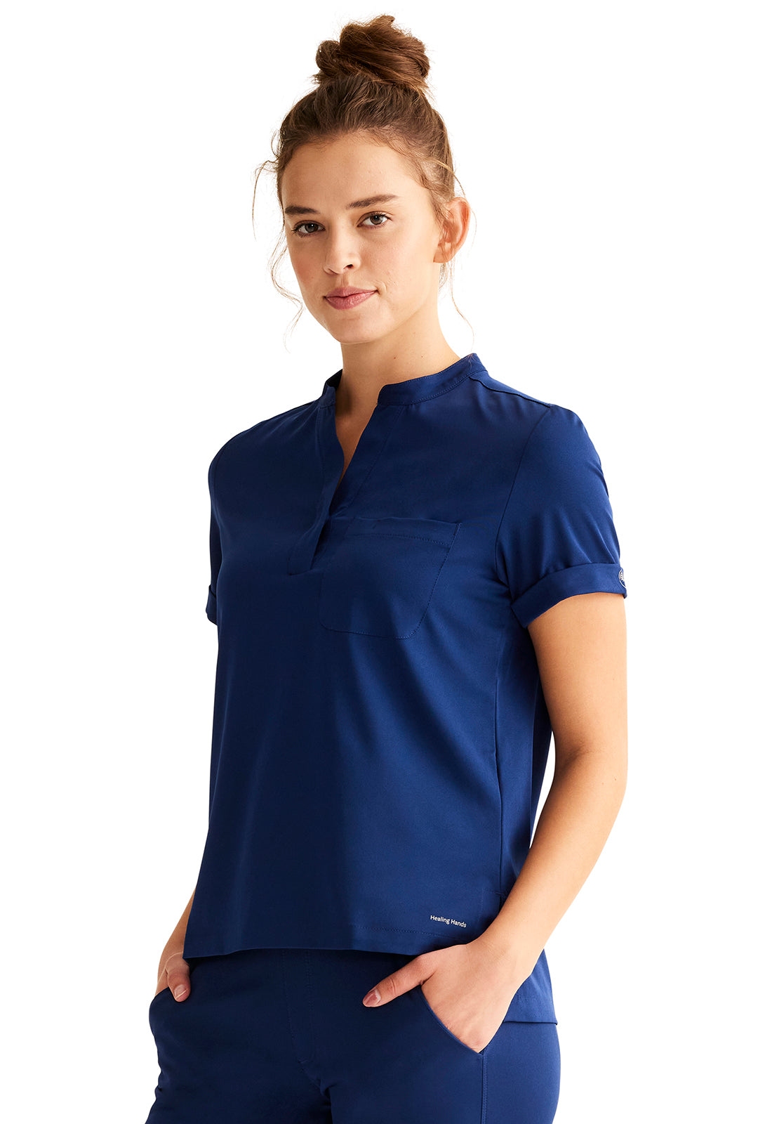 Healing Hands HH Works Macy Women's Mandarin Collar Tuck In Scrub Top