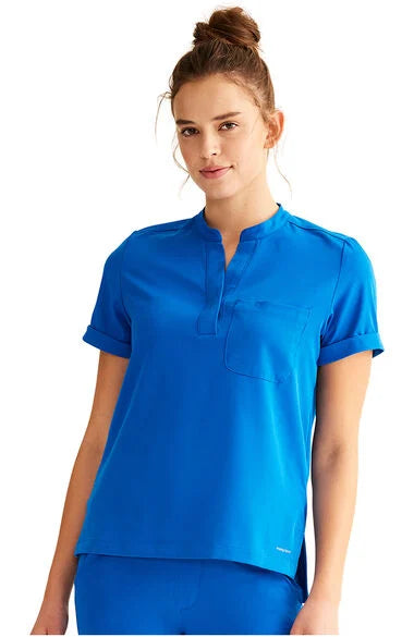 Healing Hands HH Works Macy Women's Mandarin Collar Tuck In Scrub Top