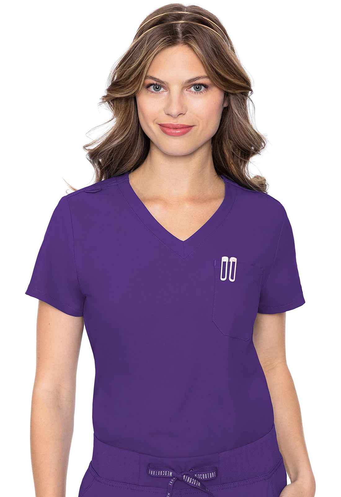 Med Couture Insight Women's 1-Pocket Tuck In V-Neck Scrub Top