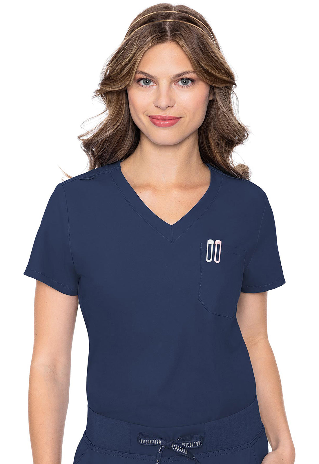 Med Couture Insight Women's 1-Pocket Tuck In V-Neck Scrub Top