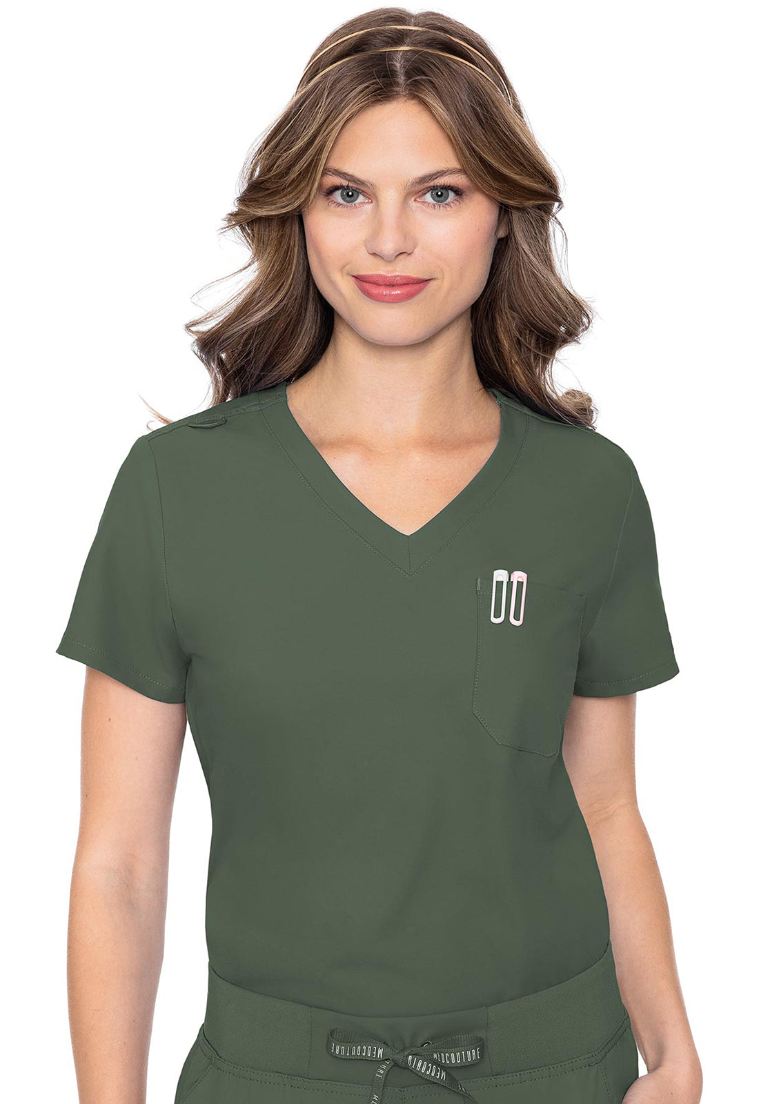 Med Couture Insight Women's 1-Pocket Tuck In V-Neck Scrub Top
