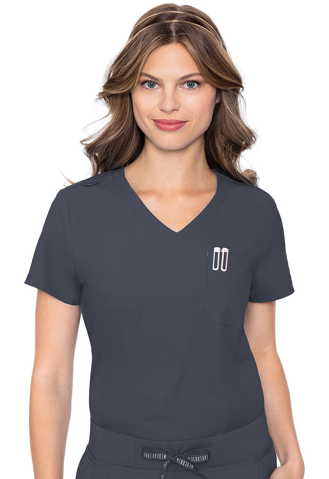 Med Couture Insight Women's 1-Pocket Tuck In V-Neck Scrub Top