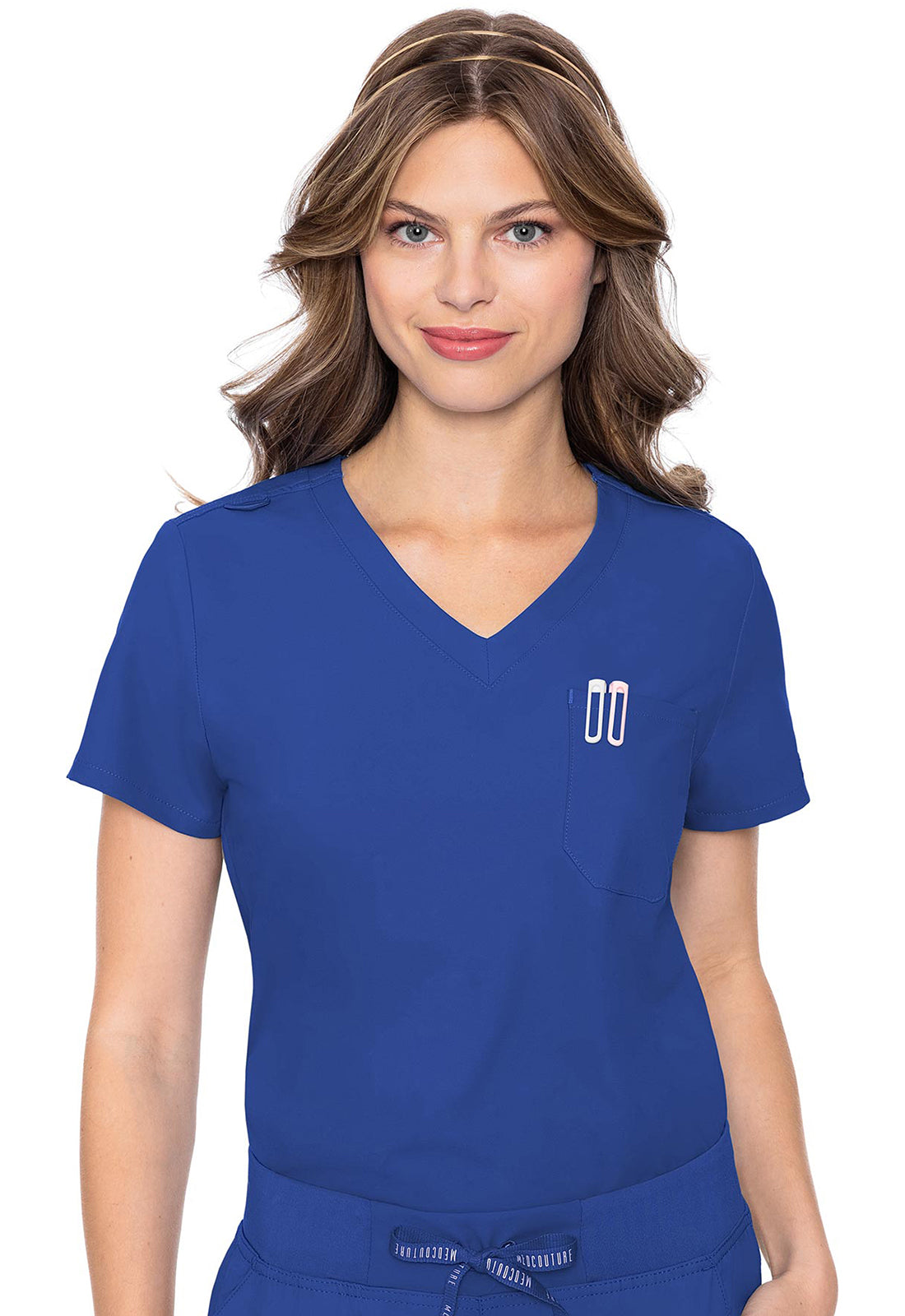 Med Couture Insight Women's 1-Pocket Tuck In V-Neck Scrub Top
