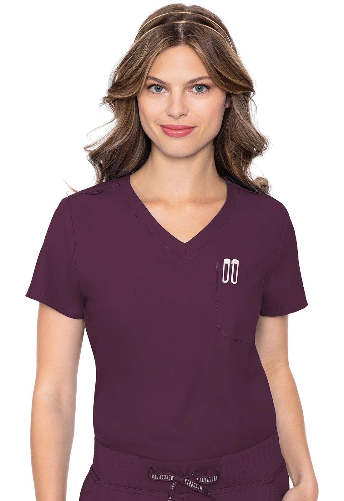 Med Couture Insight Women's 1-Pocket Tuck In V-Neck Scrub Top