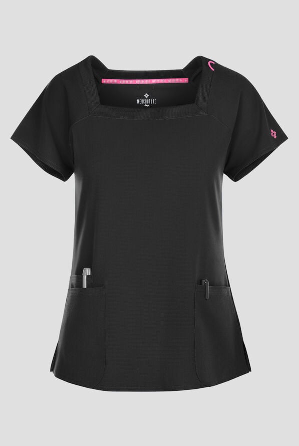 Med Couture Amp 3-Pocket Raglan Sleeve Square Neck Top
