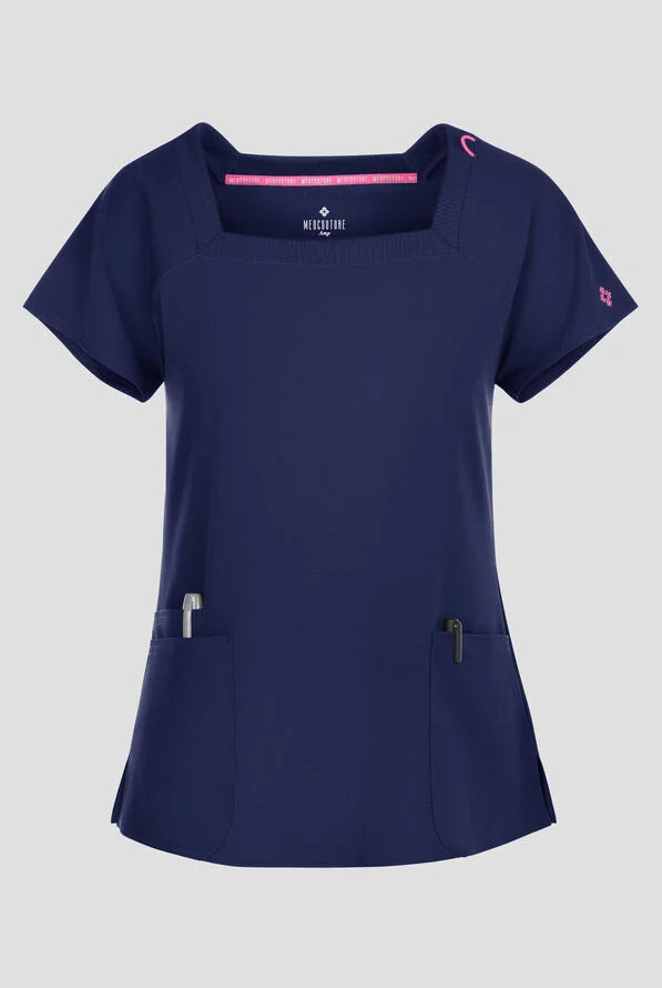 Med Couture Amp 3-Pocket Raglan Sleeve Square Neck Top