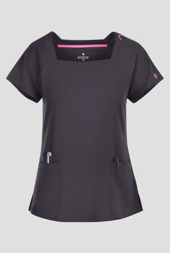 Med Couture Amp 3-Pocket Raglan Sleeve Square Neck Top