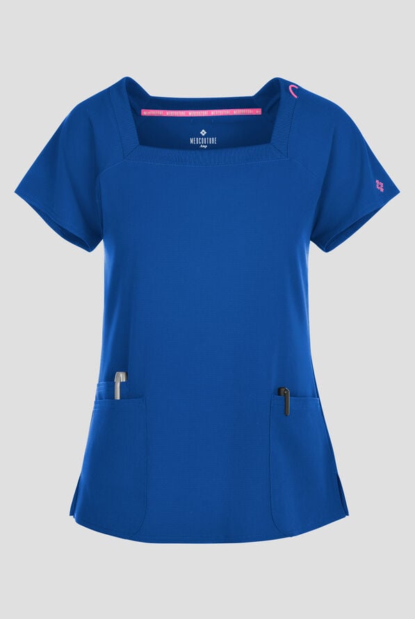 Med Couture Amp 3-Pocket Raglan Sleeve Square Neck Top