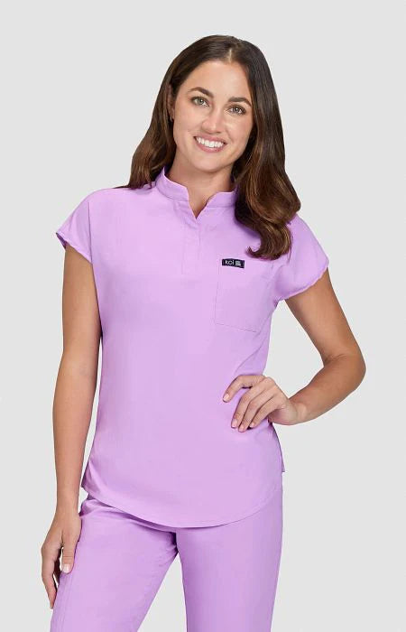 Koi Basics Ari 1-Pocket Mandarin Collar Top