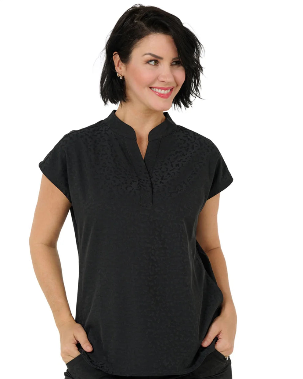 Zavate Ava Therese Cheetah Jacquard Dolman Sleeve Top