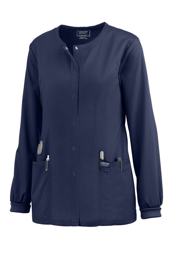 Cherokee Workwear Revolution Women's 3-Pocket Snap Front Scrub Jacket