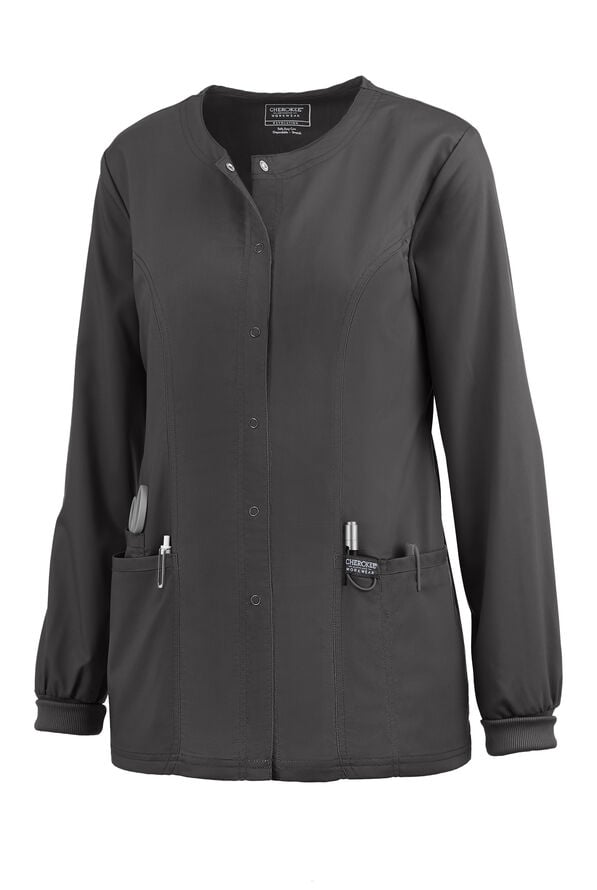 Cherokee Workwear Revolution Women's 3-Pocket Snap Front Scrub Jacket