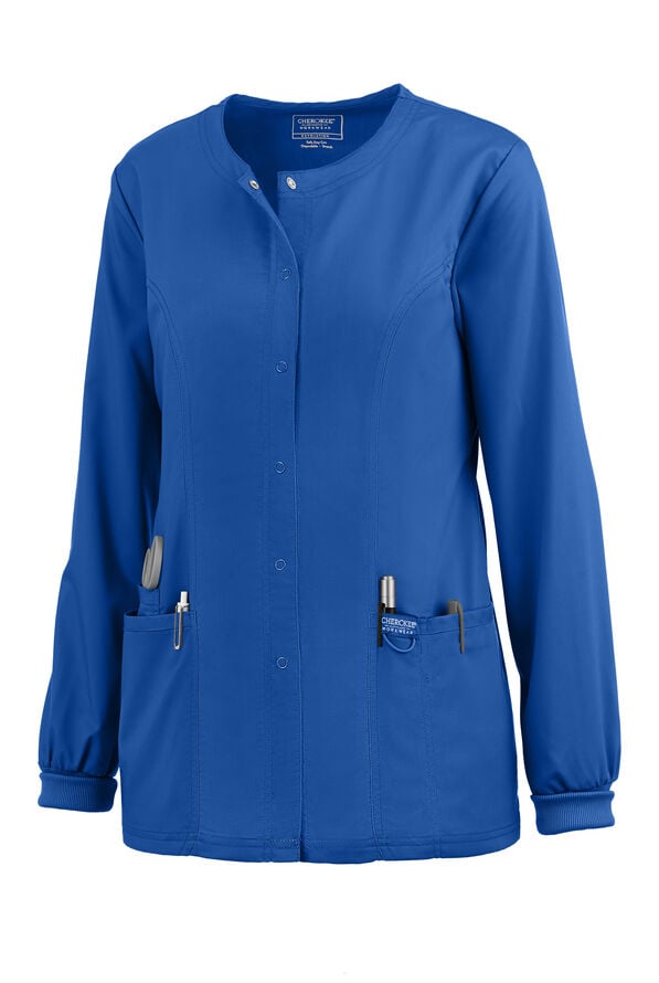 Cherokee Workwear Revolution Women's 3-Pocket Snap Front Scrub Jacket