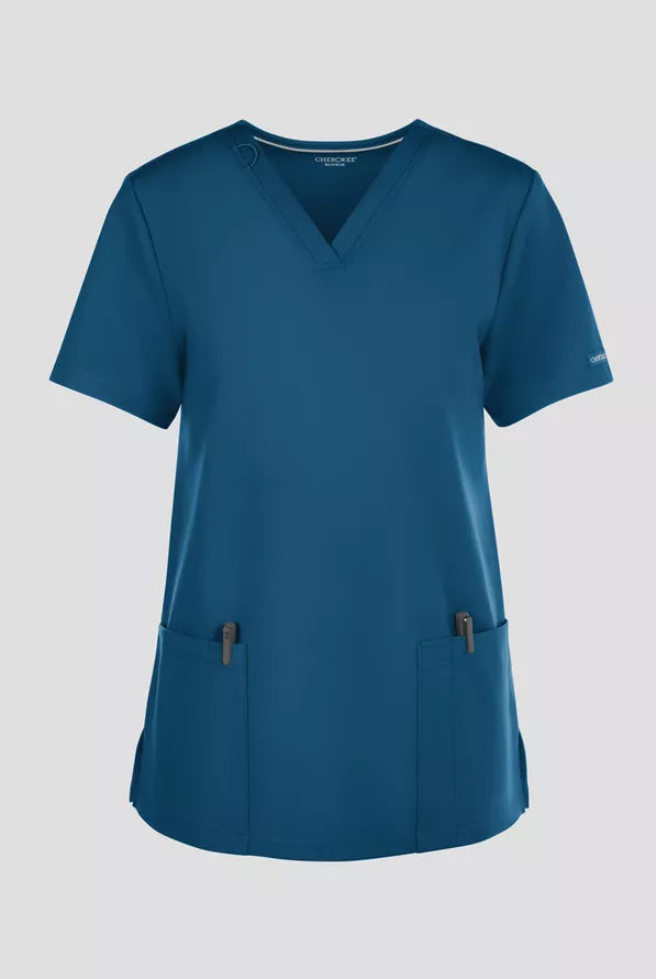 Cherokee Achieve Women's 2-Pocket Knit V-Neck Scrub Top