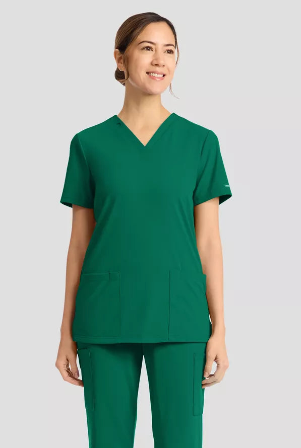 Cherokee Achieve Women's 2-Pocket Knit V-Neck Scrub Top