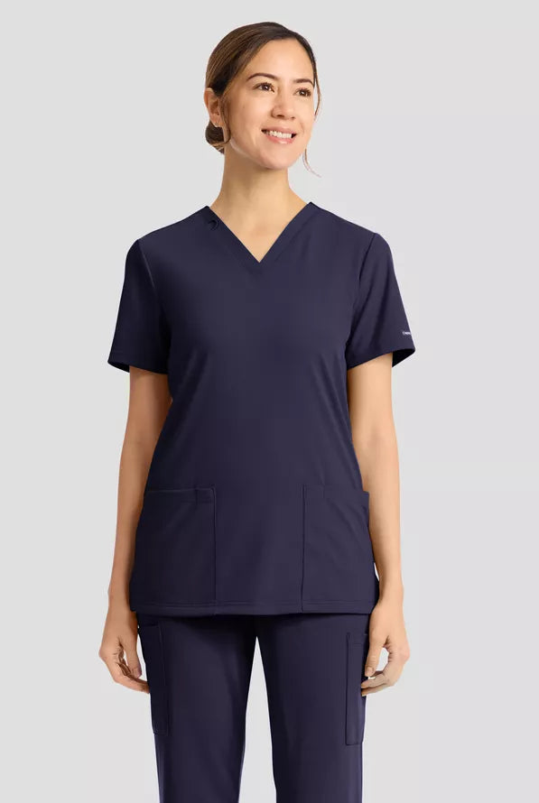 Cherokee Achieve Women's 2-Pocket Knit V-Neck Scrub Top