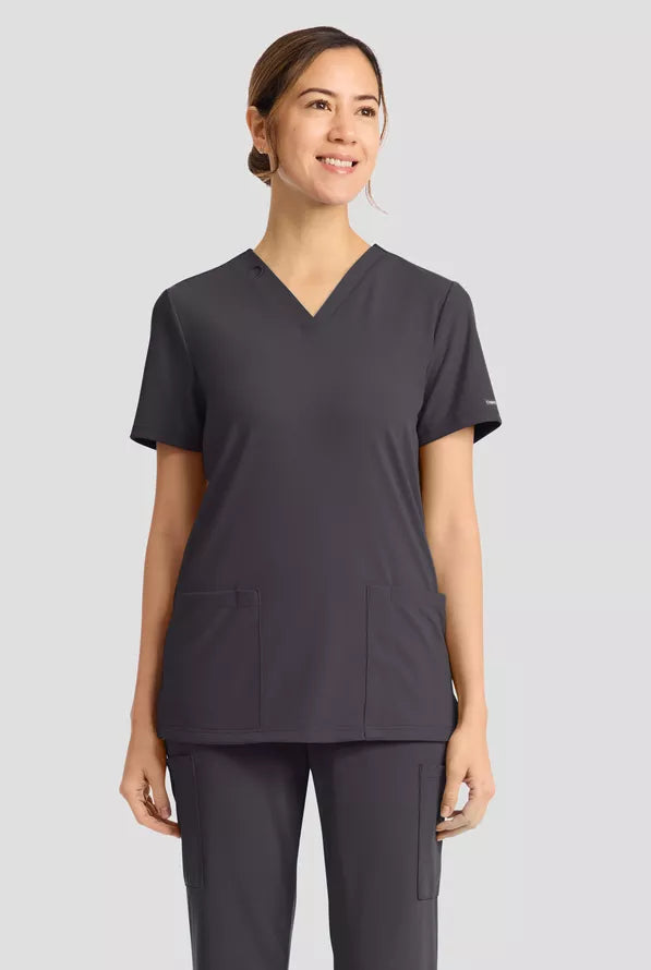 Cherokee Achieve Women's 2-Pocket Knit V-Neck Scrub Top