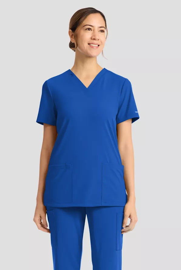 Cherokee Achieve Women's 2-Pocket Knit V-Neck Scrub Top