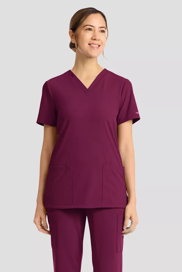 Cherokee Achieve Women's 2-Pocket Knit V-Neck Scrub Top