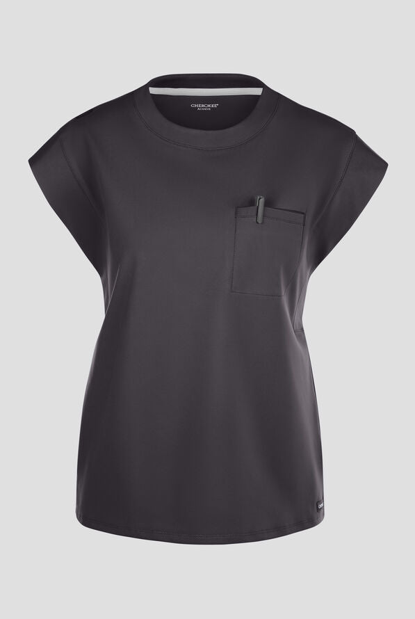 Cherokee Achieve Women's 1-Pocket Raglan Sleeve Crew Neck Knit Top