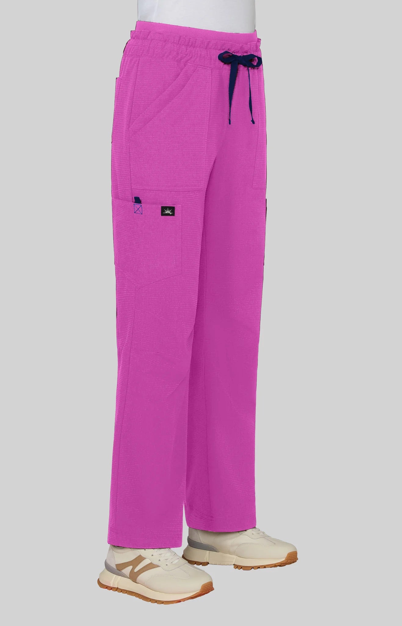 Koi Solis Freda Rib-Knit Double Waist Straight Leg Cargo Scrub Pant