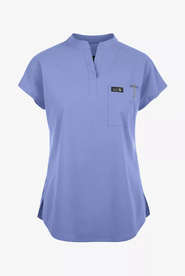 Koi Basics Ari 1-Pocket Mandarin Collar Top