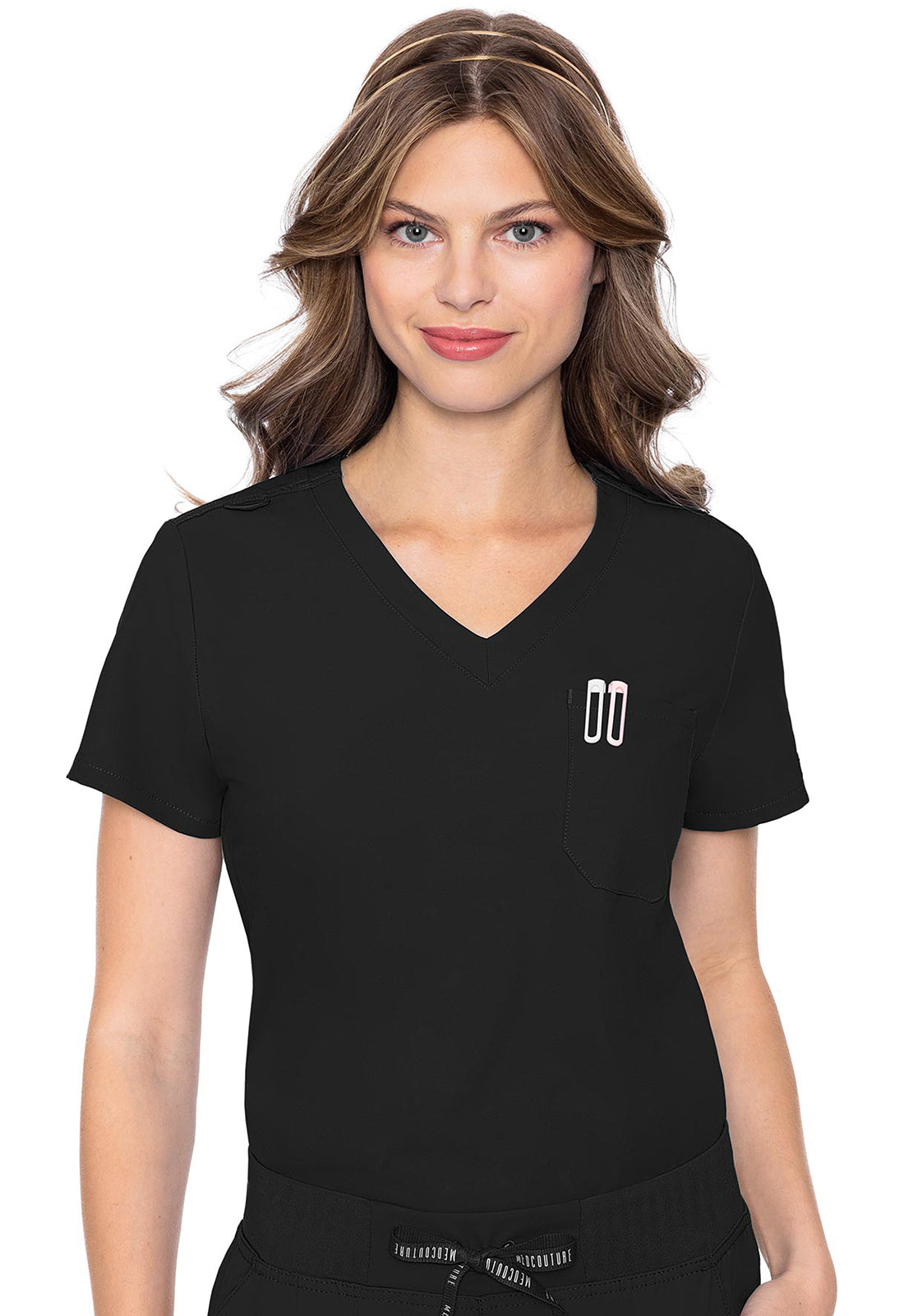 Med Couture Insight Women's 1-Pocket Tuck In V-Neck Scrub Top