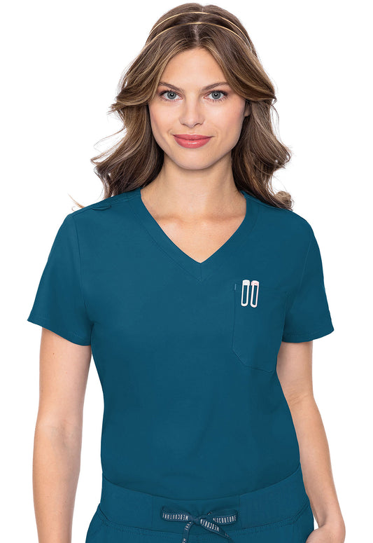 Med Couture Insight Women's 1-Pocket Tuck In V-Neck Scrub Top