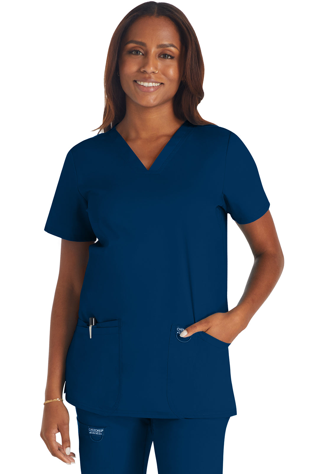 Cherokee Workwear Revolution Women's 3-Pocket V-Neck Scrub Top